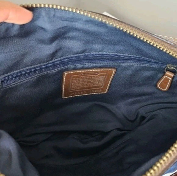 COACH Patchwork Demi Baguette Purse Blue Denim Leather Trim Y2K - Picture 3 of 4